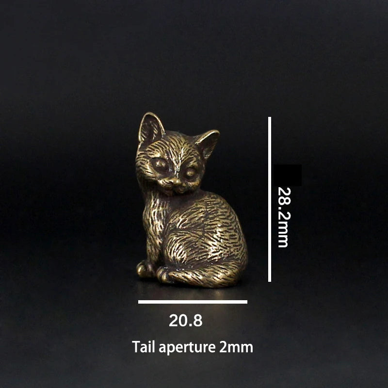 Retro Small Cat Brass Metal Statue Ornament Animal Figurines Figurine Qme A4