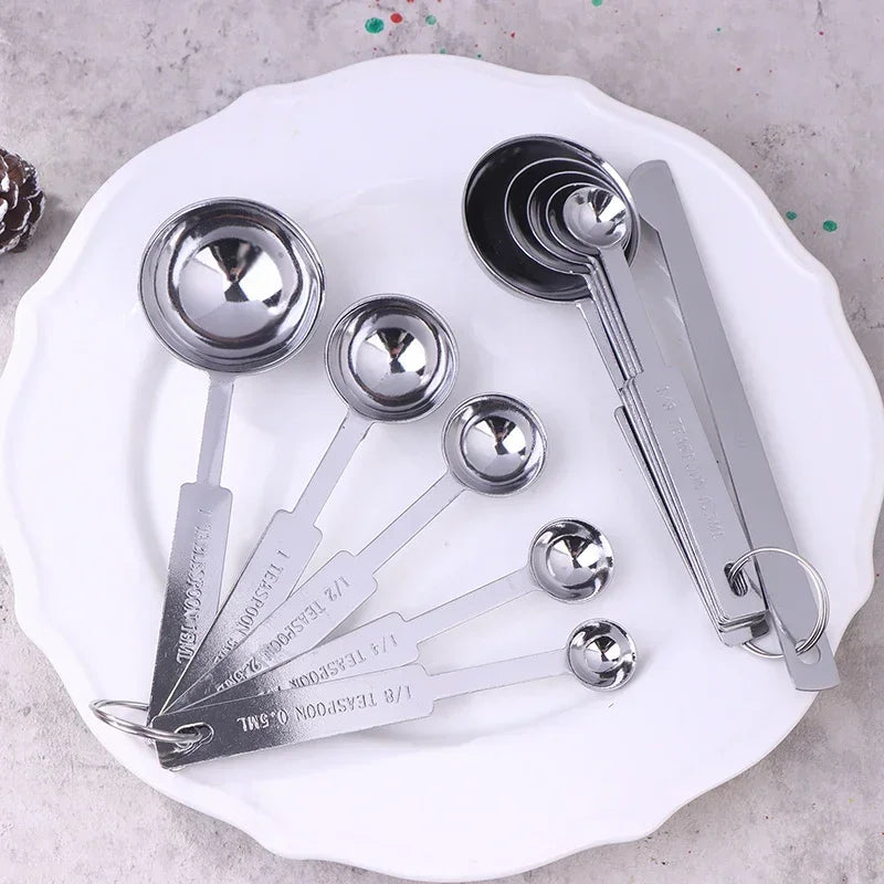 5/6Pcs Measuring Spoons Stackable Kitchen Measuring Spoon Set Stainless Steel Measuring Scoops Set Kitchen Baking Tool Qme