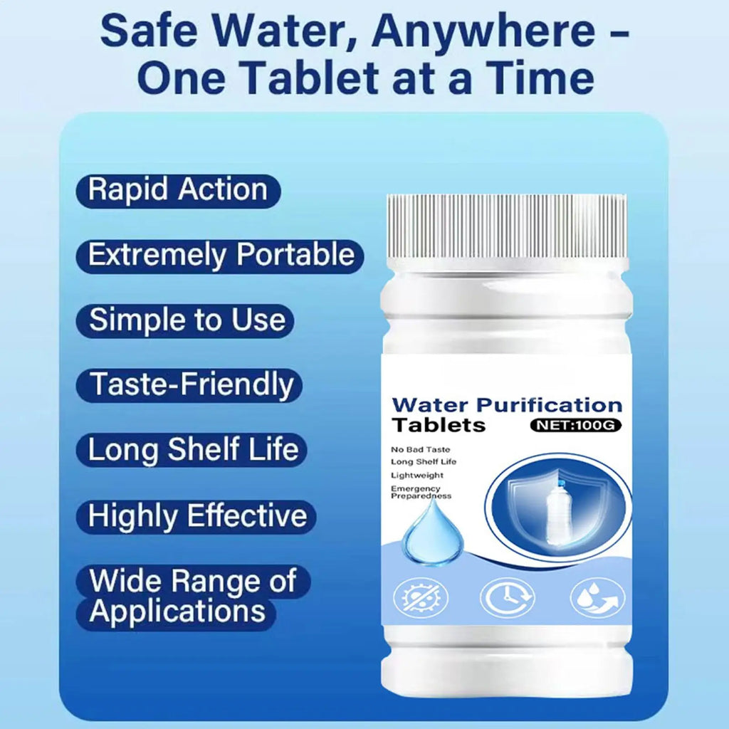 Potable Water Purification Tablets Safe Odorless Portable Effective Camping Hiking Water Filter Tablets for Backpacking Hunting Qme