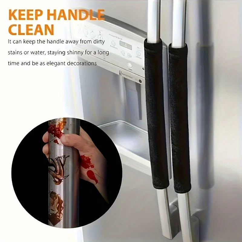 The Refrigerator Door Handle Gloves Are Designed to Protect Your Kitchen Appliances from Stains, Drips, And Food Marks Qme Black