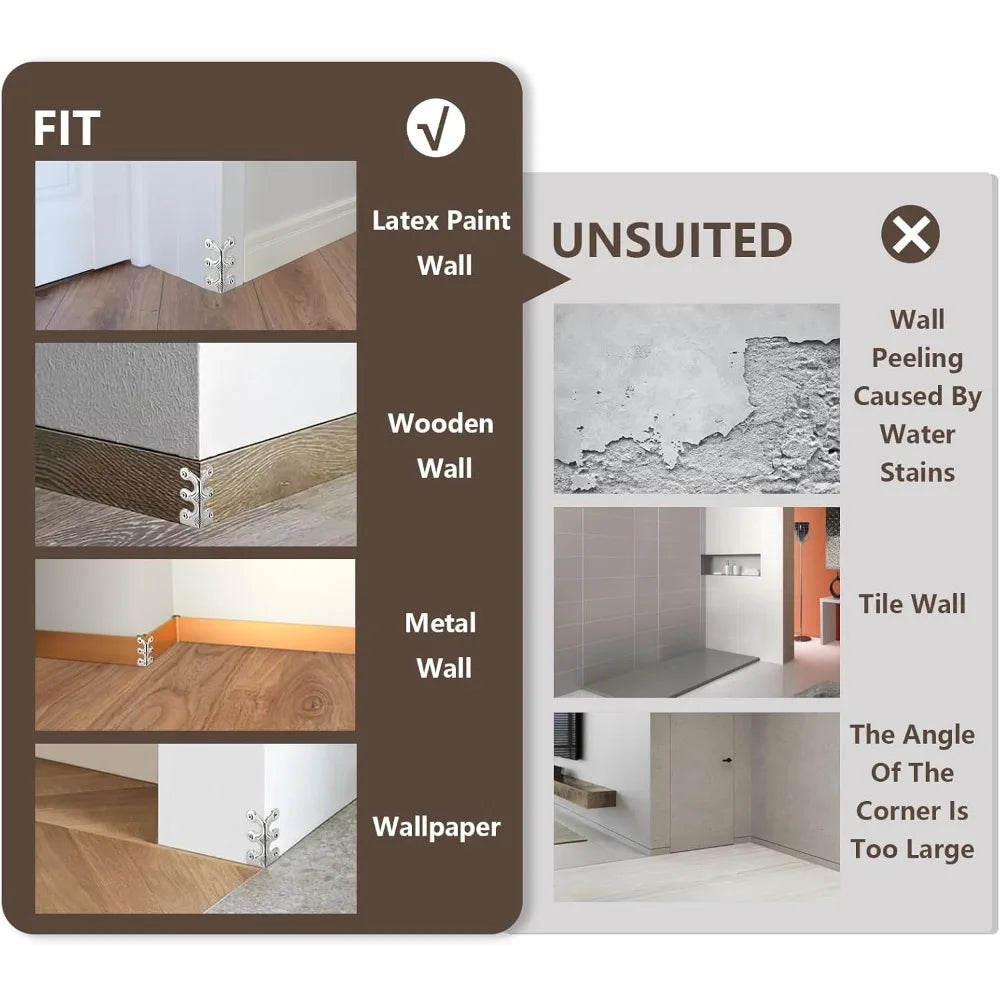 10pcs Skirting Board Corner Protective Cover, Solid Metal Corner Board Corner, Suitable for Decoration in Living Rooms, Bedrooms Qme