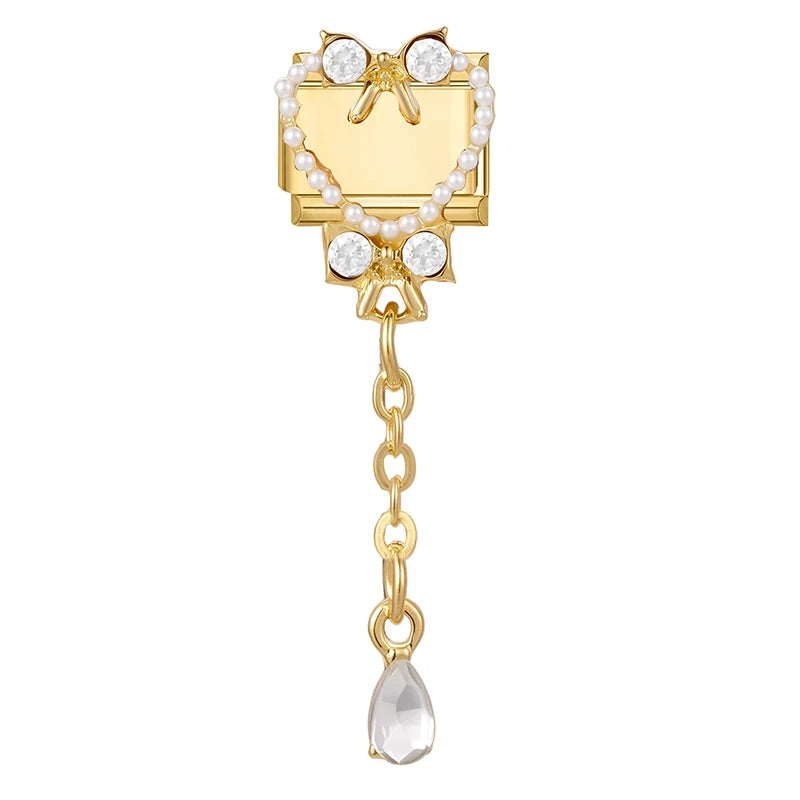 2026 Exquisite Bowknot Micro Inlaid Colored Zircon Pearl Italian Charm Link 9mm Stainless Steel Modular Bracelet Jewelry Gifts Qme Style 32