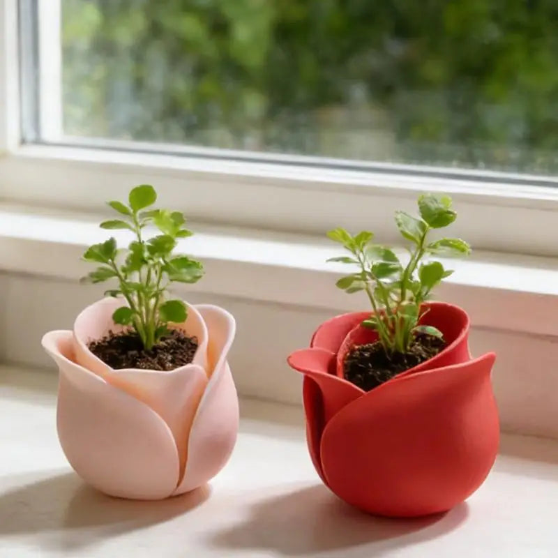 Daily Gardening Home Decoration Flowerpots Rose Shape Succulent Basin Qme