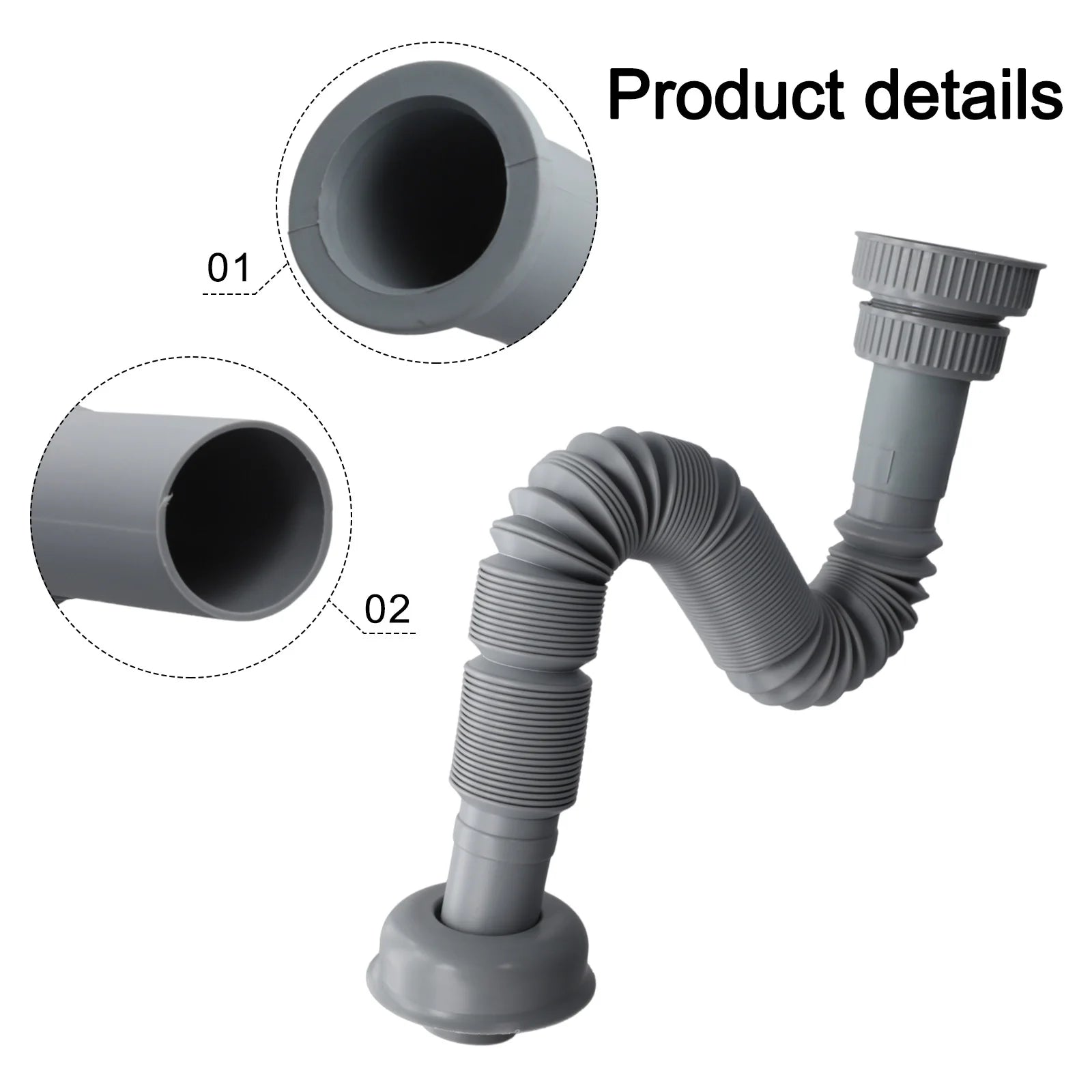1 Set Kitchen Sink Drain Pipe Expandable Connecting Hose Suitable 32/45/56mm Interface Wash Basin Sewer Drainer Accessories Qme