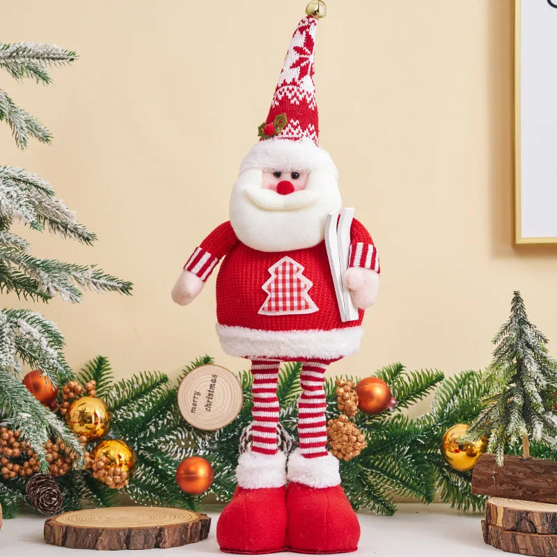 Retractable Santa Doll Knit Sweater Long Leg Ski Figure Christmas Qme A