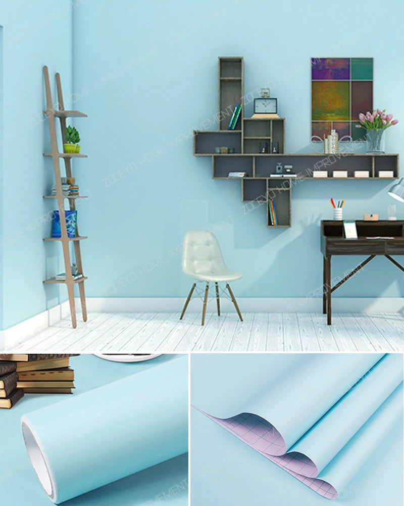 Shiny Green DIY Decorative Film PVC Self Adhesive Wall Paper Qme B4 Blue 3 3mx40cm (118inx15in)