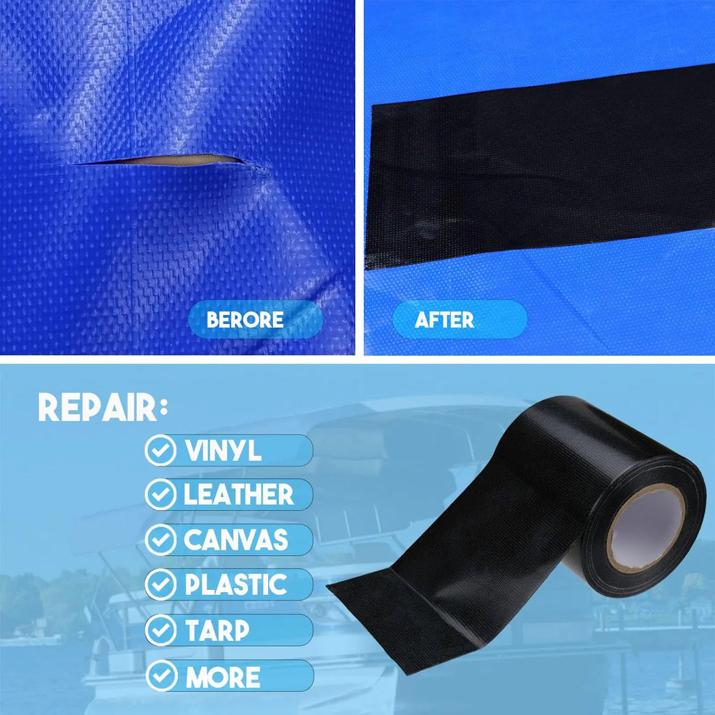 5cm/10cm Black Repair Tape Strong Adhesive Waterproof Fabric Tape for Tent Boat RV Covers Awning Umbrella Leather Repair Qme