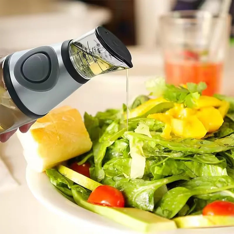 Press Measuring Oil Dispenser Glass Bottle Quantitative Pour Oil Cruet No Drip Oil Container For Kitchen Cooking Olive Oil Vineg Qme