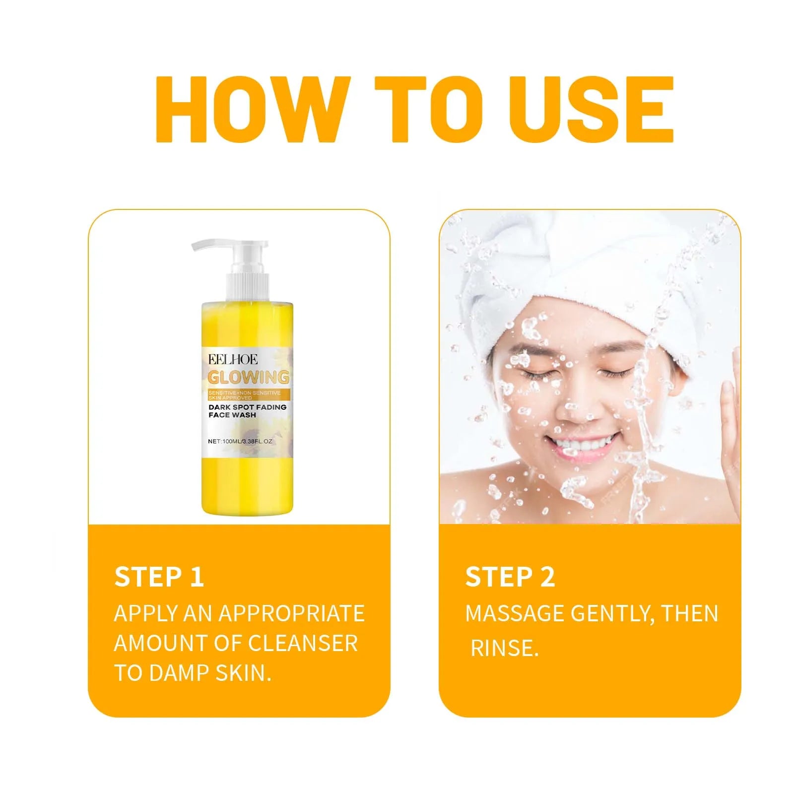 Turmeric Brightening Cleanser Deep Cleansing Makeup Remover Refreshing Non-Tightening Facial Wash Natural Skincare Formula Qme
