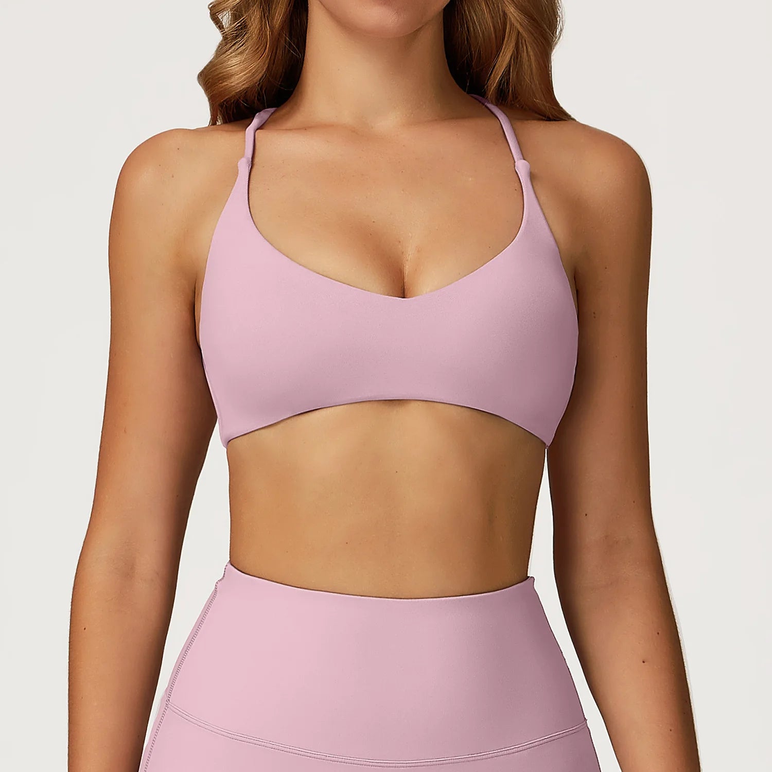 A Women's Cross Back Sports Bra Shock Resistant Gathered Sexy Gym Running Bra Summer Yoga Vest Outdoor Comfortable Fitness Wear Qme Rose purple XL