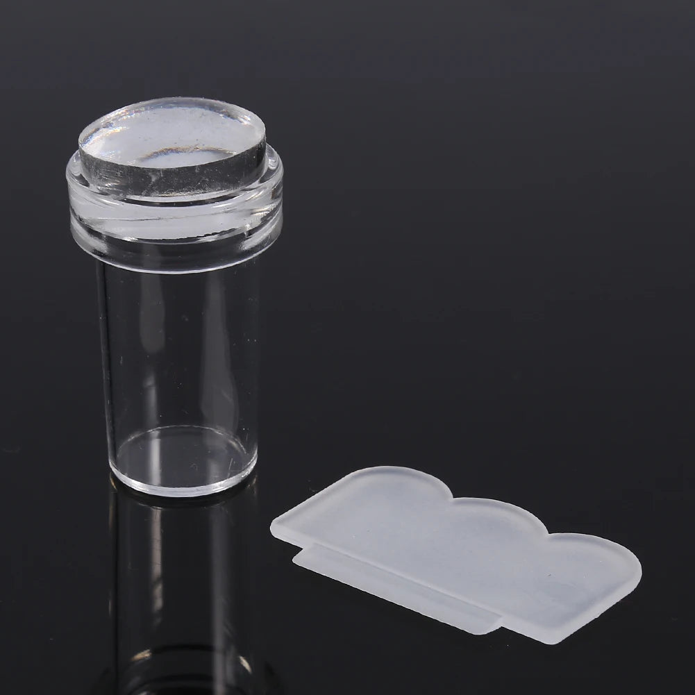 Manicure Tool Nail Art Printing Tool Fashionable Transparent Silicone Nail Polish Transfer Stamper & Scraper Set Manicure Tool Qme