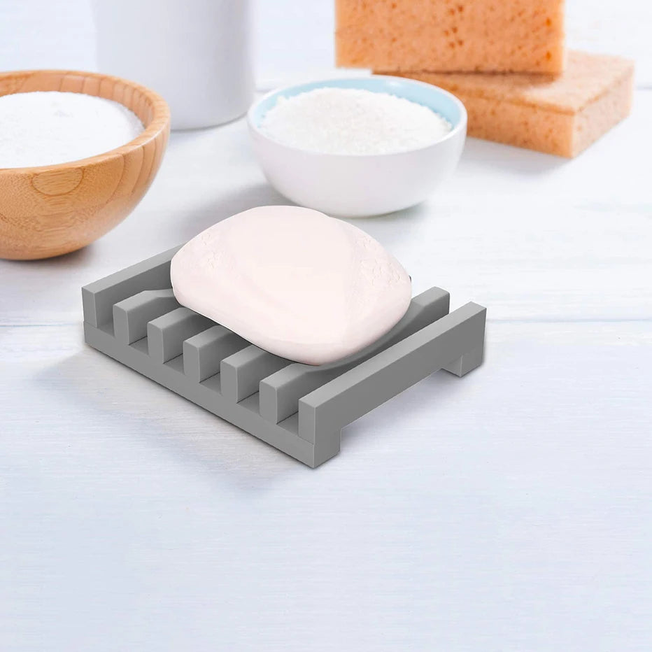 Flexible Silicone Soap Holder Hollow Design Bar Soap Dish Bathtub Kitchen Soap Saver Drainer Sponges Scrubber Display Qme