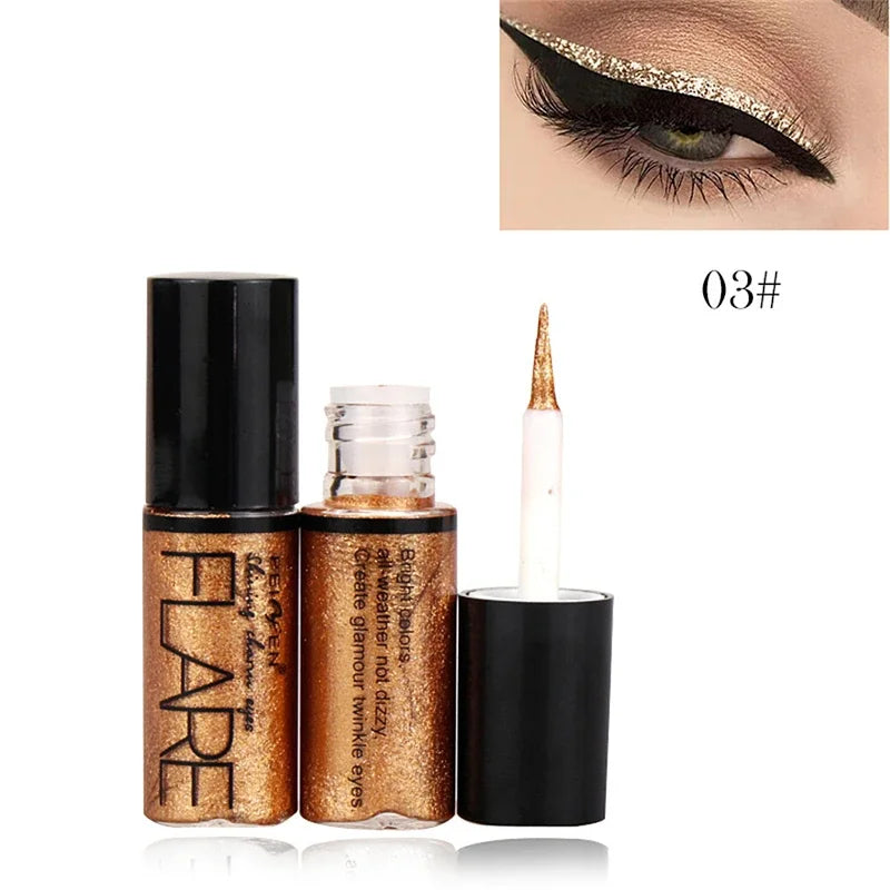 New Professional Shiny Eye Liners Cosmetics for Women Pigment Silver Rose Gold Color Liquid Glitter Eyeliner Cheap Makeup Qme 03