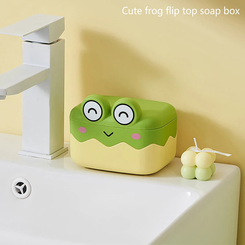 Bathroom Home Decoration Drain Soap Box Cute Frog Shape Portable Qme