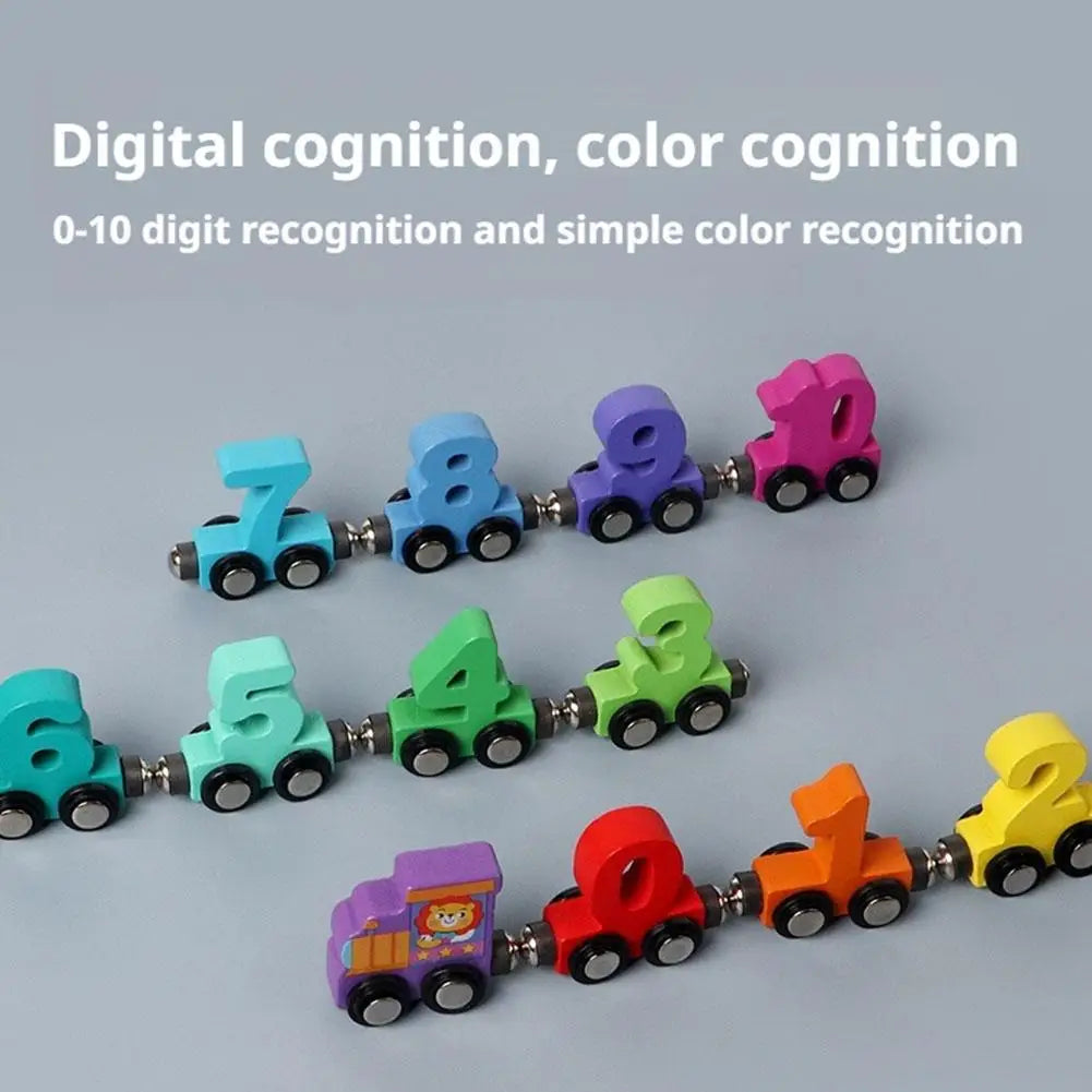Wooden Number Digital Magnetic Train Toys Colorful Building Blocks Educational Hand-eye Coordination Magnetic Digital Train NEW Qme
