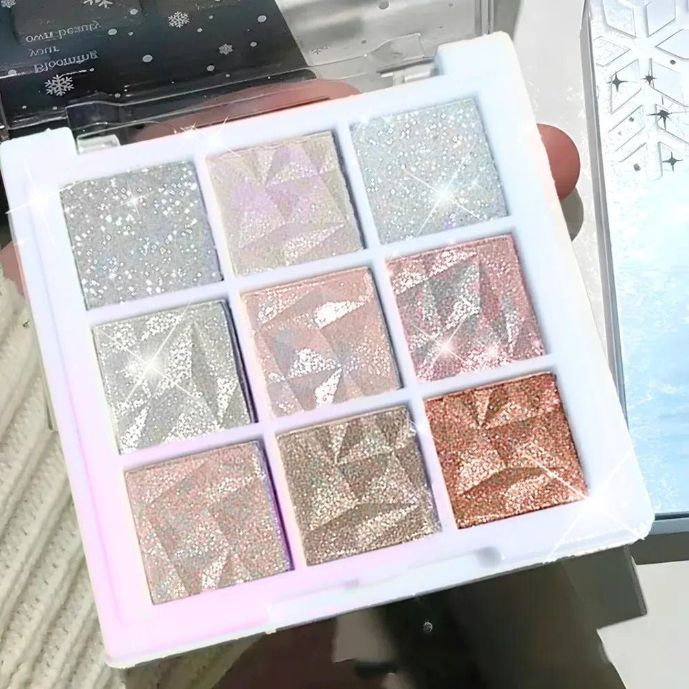 Christmas Snowflake 9-Color Eyeshadow Palette Matte Shimmer Glitter Qme Glitter series