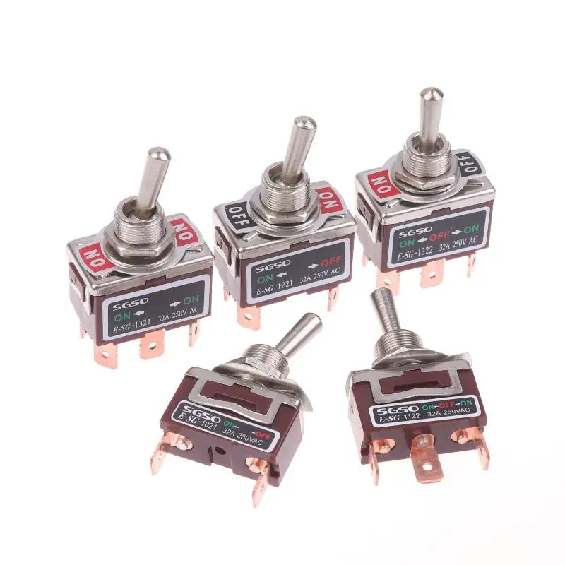 1Pcs Power Switch 2/3/4/6Pin E-SG Toggle Switch 32A 250VAC Rocker Switch With Brass Screw Foot Pin Qme
