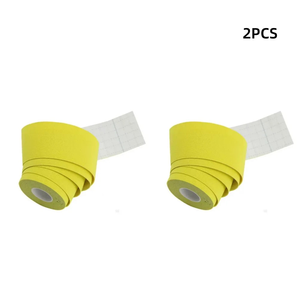 Sports Kinesio Tape Muscle Kinesiology Elastic Knee Pain Relief Strain Patch Athletic Recovery Stickers Fitness Bandages Qme Yellow-2pcs