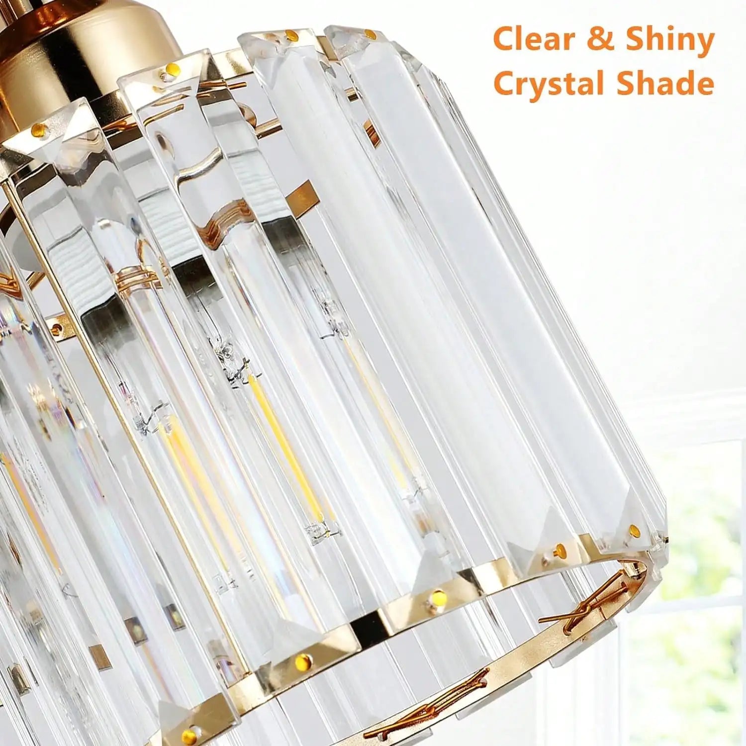 3-Light Modern Semi-Flush Mount Ceiling Light, Gold Crystal Glass Close To Ceiling Lighting Fixture For Kitchen Hallway Bedroom Qme