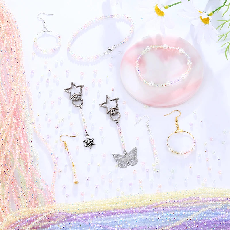 3mm Faceted Round Glass Beads AB Color Crystal Beads Strands Briolette Rondelle Crystal Beads Spacers for Jewelry Making DIY Qme