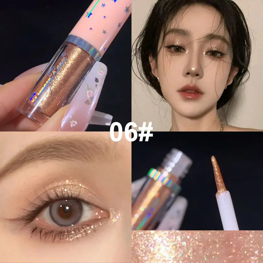 Blue Sequins Liquid Eyeshdaow Glitter Gel Shiny Metallic Eyeliner Pen Diamond Shimmer Waterproof Eye Beauty Party Makeup Tool Qme 06