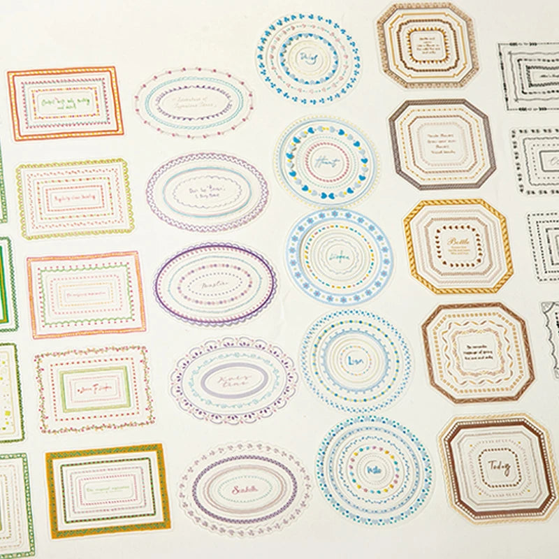 Multi-layer Border Die-cut Sticker , Fresh Watercolor Style for Journal Collage, Gift Wrapping, Photo Album Decoration Qme