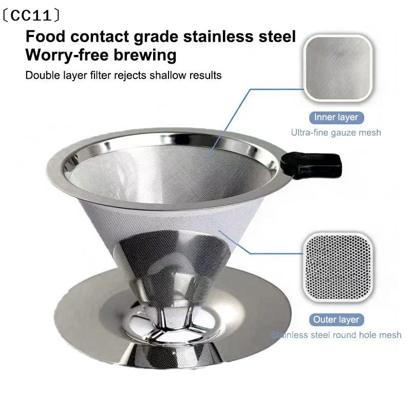 Stainless Steel Pour Over Coffee Filter Ultra Fine Mesh Food Grade Qme