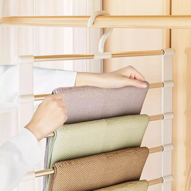 Foldable Trouser Rack Save Wardrobe Space Ladder Hangers Closet Qme