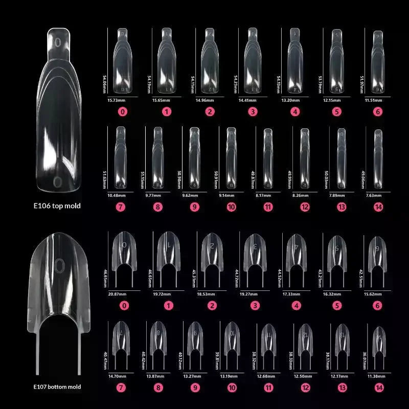 Nail Clear Rocket Shape Sandwich Dual Forms Reusable Full Cover Molds Qme