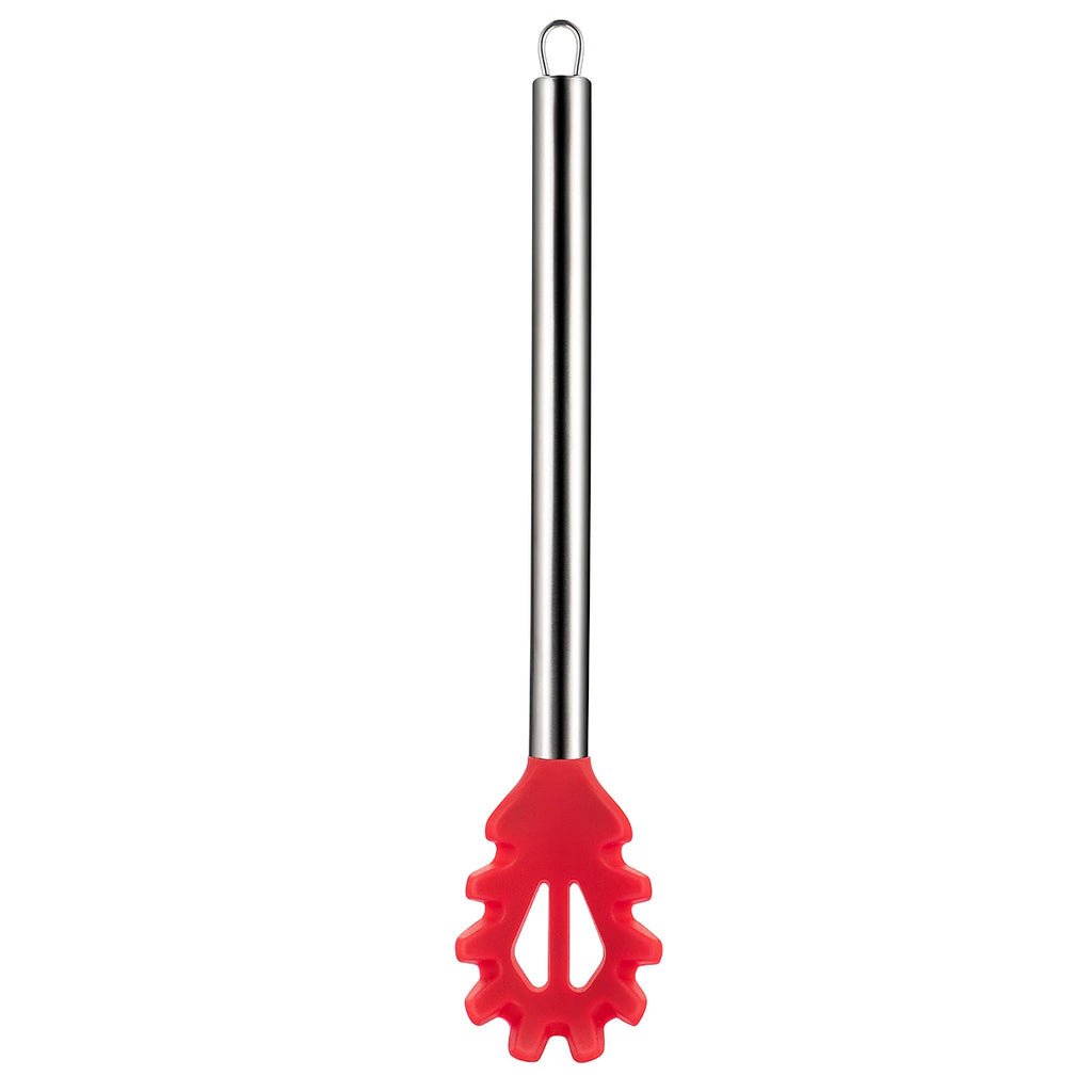 Spaghetti Spoon 13 Inch Silicone Spaghetti Fork Heat Resistant Noodle Spoon Qme Red