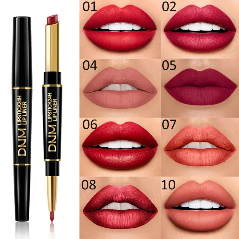 12 Colors 2 In1 Long-lasting Lip Liner Matte Lipsticks Portable Lip Pencil Waterproof Moisturizing Lip Makeup Contour Cosmetics Qme