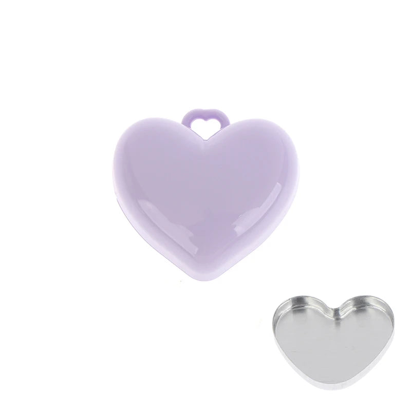 Heart-shaped Mini Empty Compact Mirror Aluminum Pan Keychain Blush Qme Purple