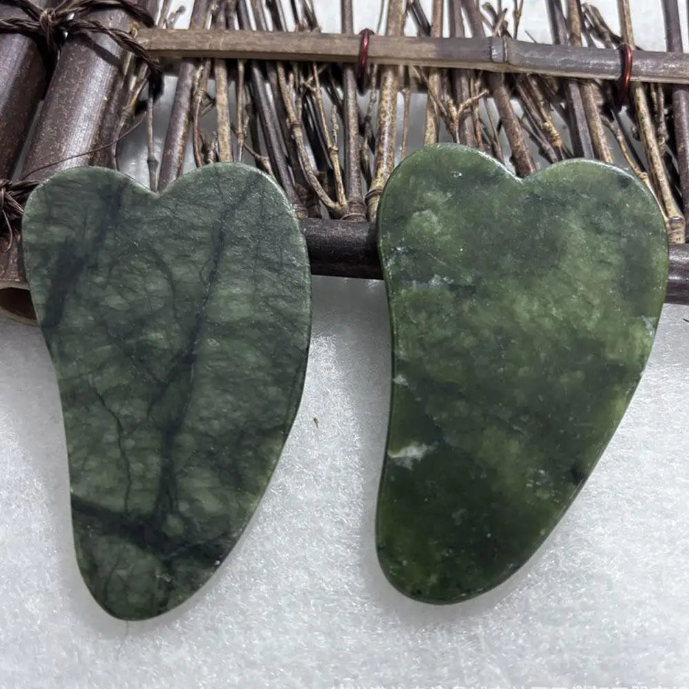 2 Jade Gua Sha Board Heart-shaped Facial Tool Traditional Guasha Qme