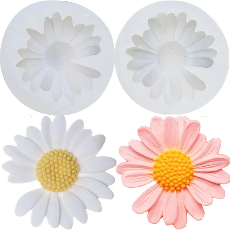 3D Daisy Flower Mold Sun Silicone Aromatherapy Epoxy Soap Candle DIY Qme