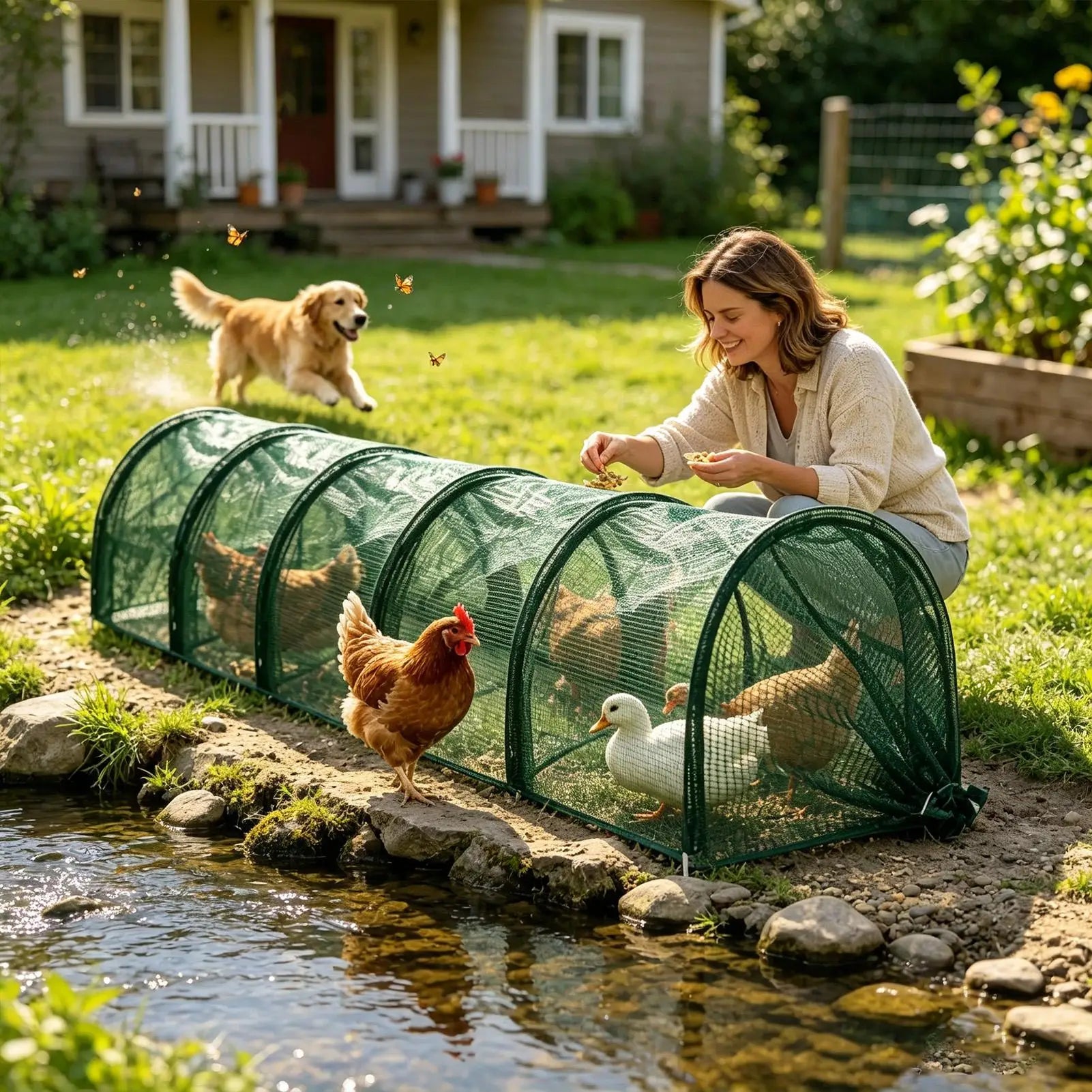 Yard Outside Chicken Tunnels Foldable Long Quick Installation Qme