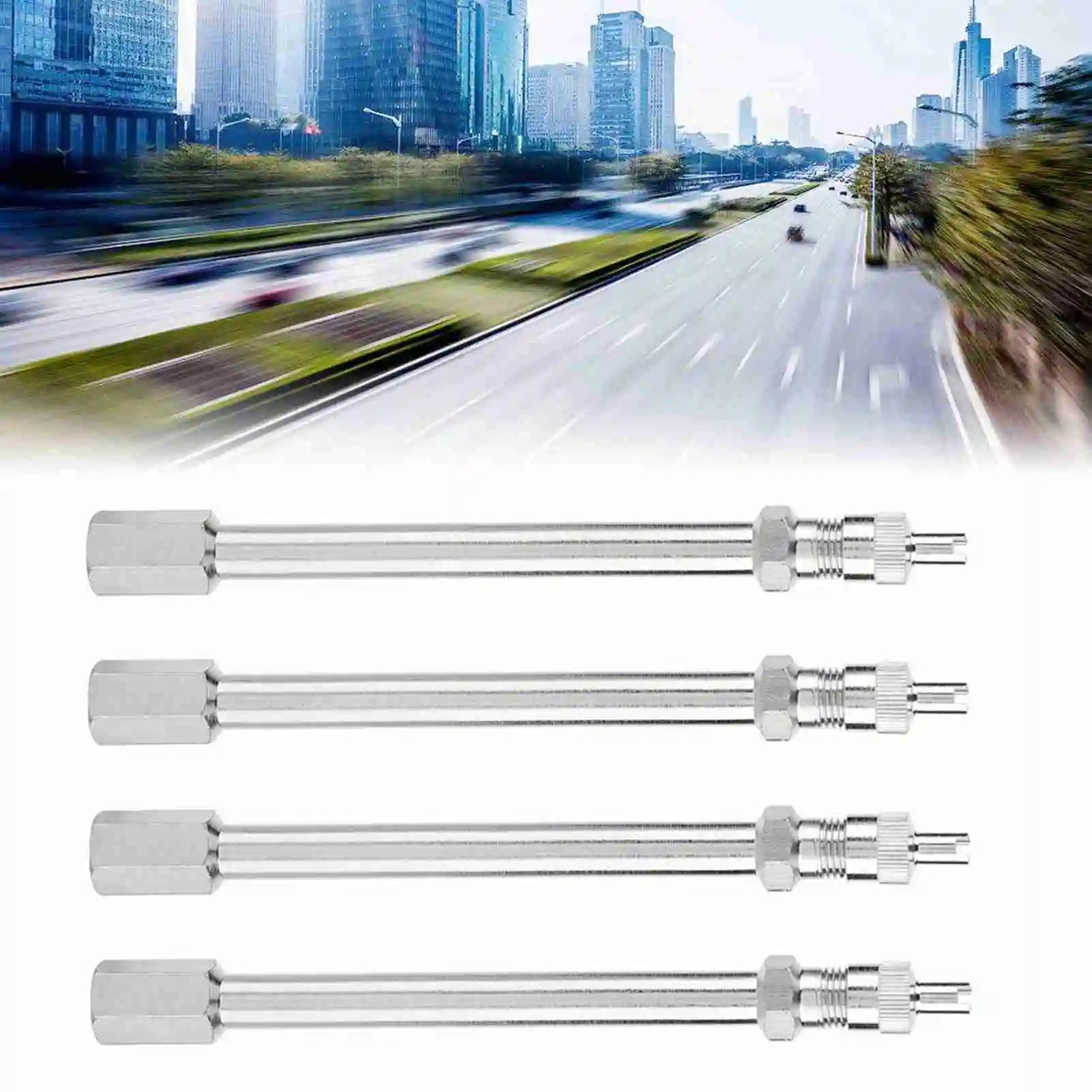 100mm Chrome Tyre Valve Extension Rod Wheel Adapter Car Truck Lorry Chrome Tyre Valve Extension Tyre Valve Extension Rod Qme