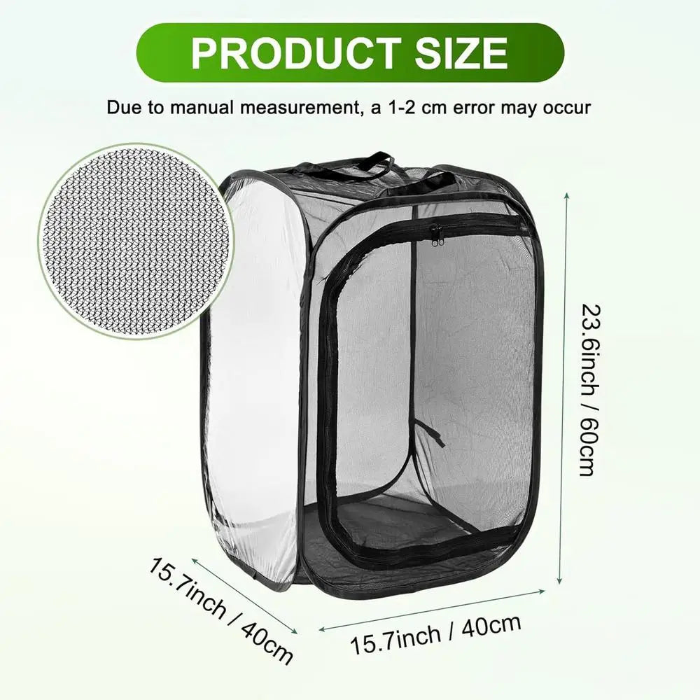 Butterfly Net Cage 16x16x24In Foldable Ladybug Enclosure With Zipper Translucent Butterfly Net Enclosure For Fruit Tree Qme China Mainland Black