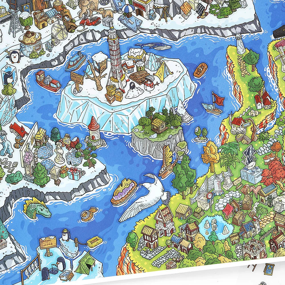 2 Books Fantasy Continent Diorama Stickers, Fantasy Map Illustrations, Must-Have for Craft Lovers, Fun Relaxing Activity Qme
