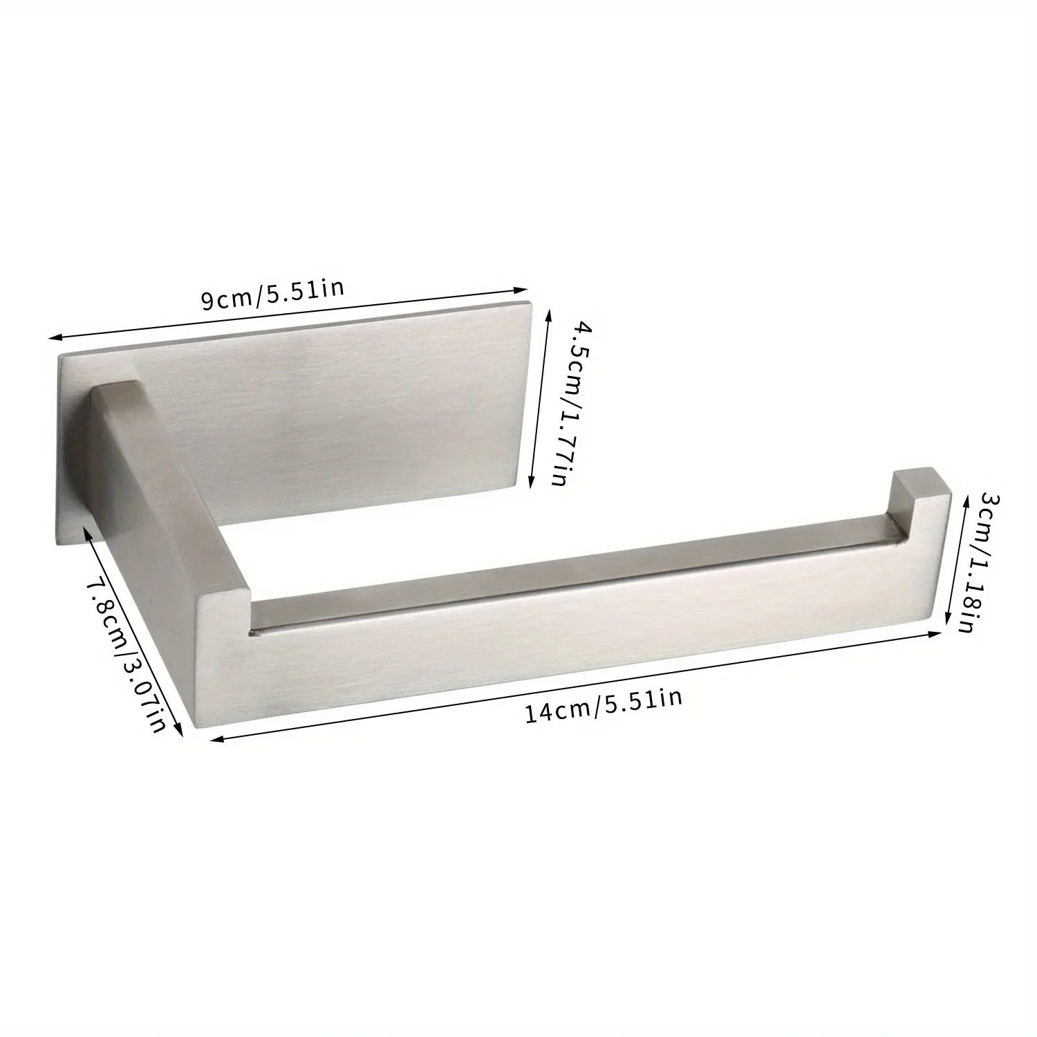 Self-adhesive wall-mounted toilet paper holder, square roll-type paper dispenser, bathroom toilet paper holder, easy to install Qme