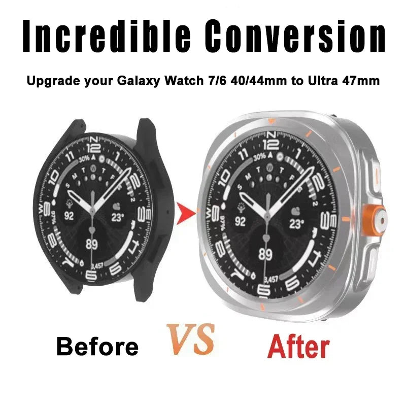 Change To Ultra Case for Samsung Galaxy Watch 7 6 44mm 40mm Upgrade To Galaxy Watch Ultra 47mm Tempered Glass Screen Protector Qme