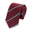 Burgundy Luxury Ties Women Mens Fashion Necktie Stripes Groom Neck Qme Burgundy