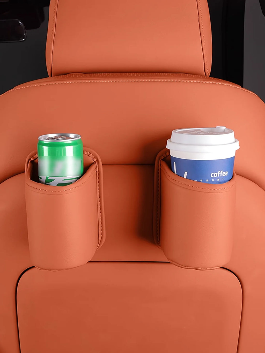 PU Leather Car Cup Holder Storage 2-in-1 Beverage Box High-end Mobile Qme