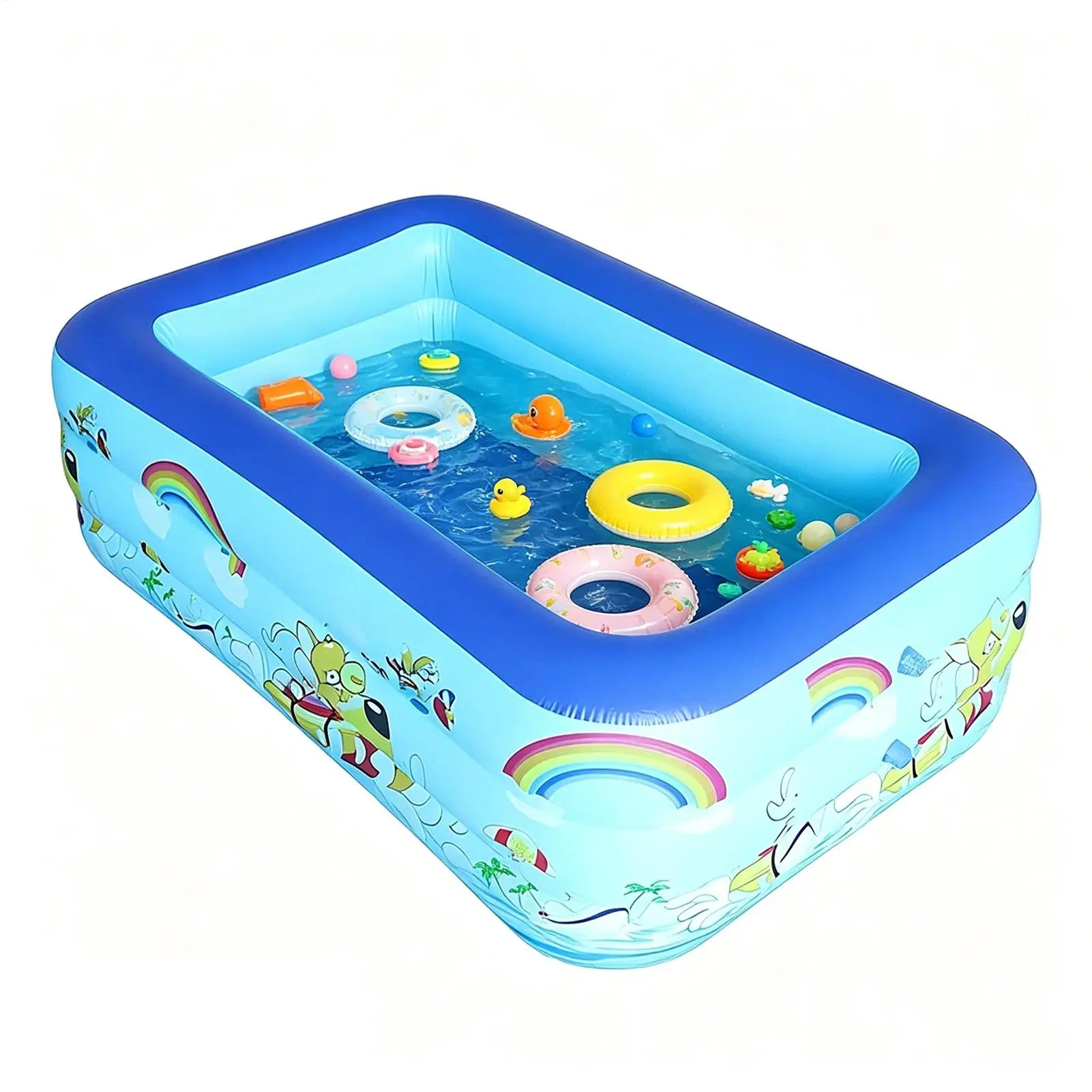 Young Kids Pool Inflatable Rectangle Safe Landing Inflating Kids Pool for Backyard for Students Girls Children Parents Backyard Qme