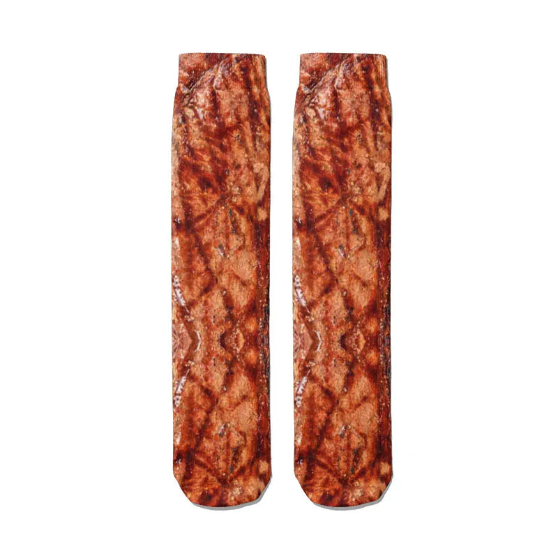 Very Popular Pork Belly Printed Socks Women's Happy Food Kawaii Qme style3 One Size