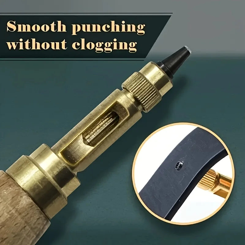 Adjustable leather punch, featuring 6 punching heads in sizes 1.5mm/2mm/2.5mm/3mm/3.5mm/4mm, leather craft tool Qme
