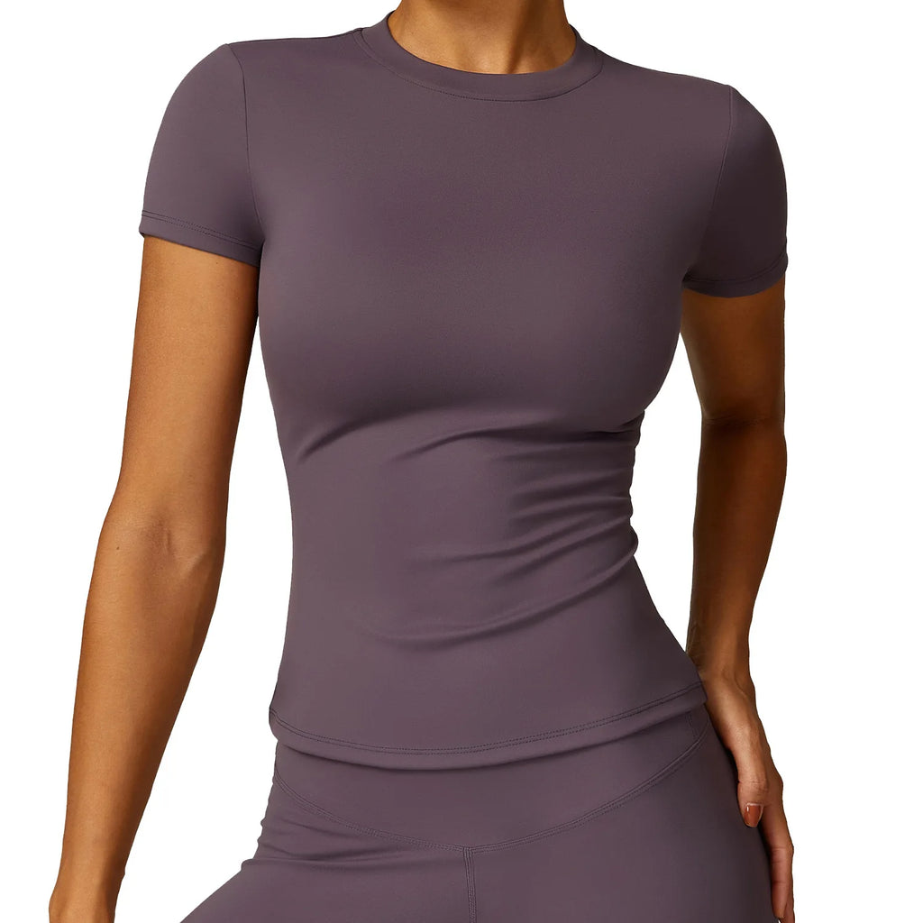 A Sports Tops Quick-drying Ladies Tank Top Fitness Running Yoga Short Sleeve Elastic Breathable Yoga T-Shirt For Women Qme