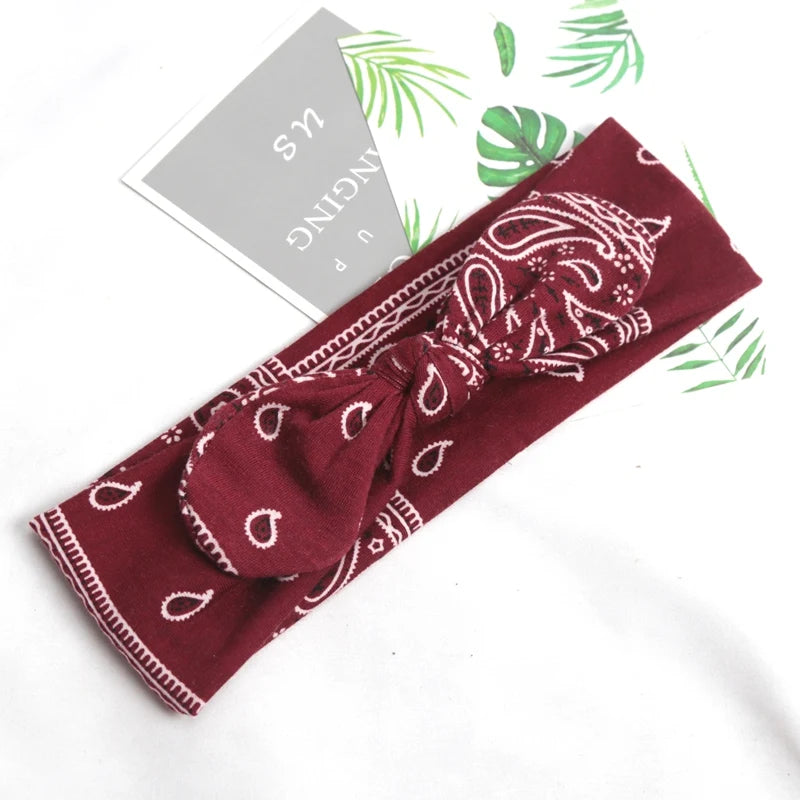 Vintage Soft Paisley Cashew Flowers Hair Bands Pilates Elastic Yoga Qme Burgundy