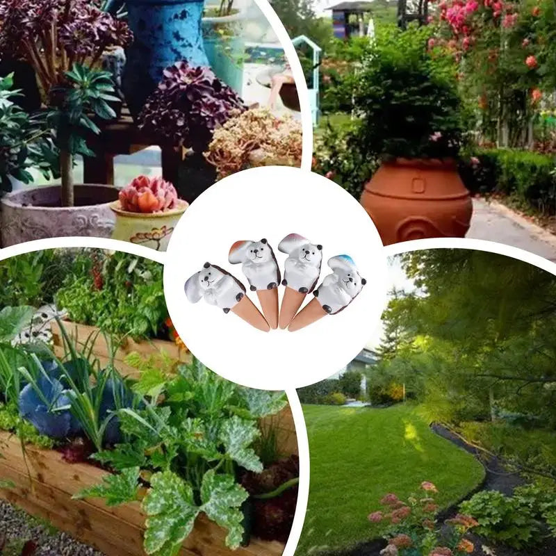 Terracotta Spikes For Watering Plants Hedgehog Hold Mushroom Self-Watering Stakes Terracotta Water Globe Automatic Garden Qme