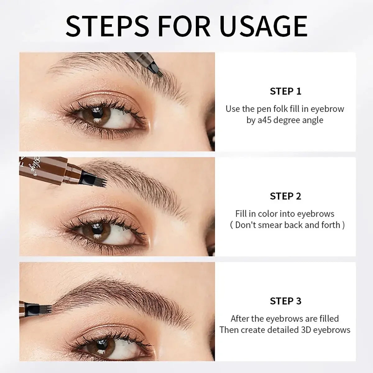 Eyebrows Pen Eyebrow Tattoo Waterproof Liquid Black Eye Brow Makeup Pencil Microblading Qme