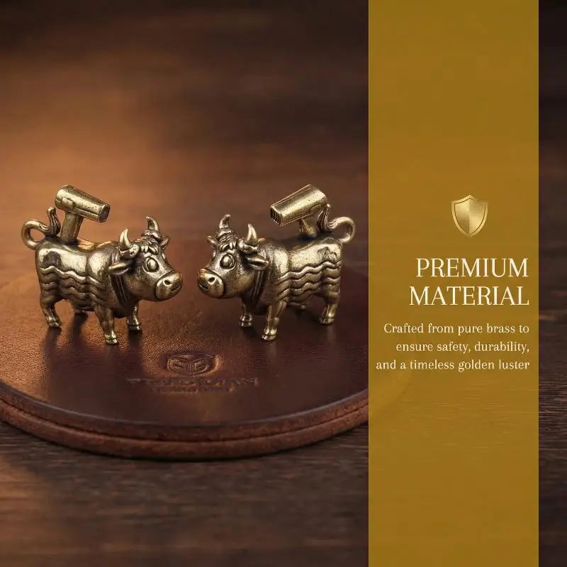 Cow Figurine Brass Ornament Miniature Collection Desktop Craft Home Qme
